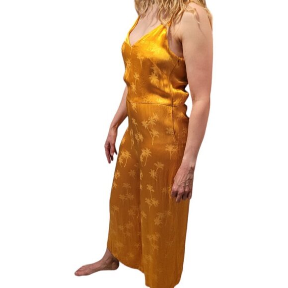 Golden Palm Print Sleeveless Jumpsuit Pepaloves size S - Picture 10 of 13